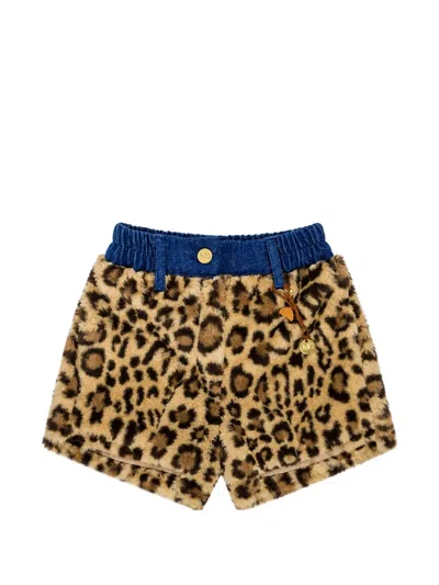 Miss Grant Kids' Leopard-print Faux-fur Shorts In Neutrals