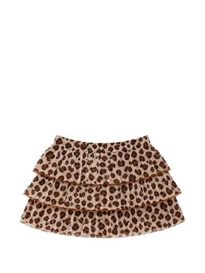 Miss Grant Babies' Leopard-print Tiered Skirt In Brown