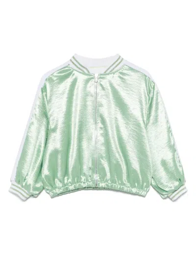 Miss Grant Kids' Metallic Bomber Jacket In Green