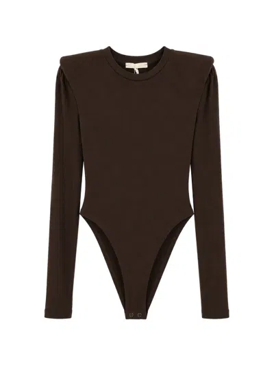 Miss Grant Kids' Padded-shoulder Bodysuit In Brown