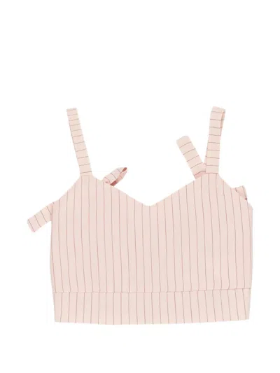 Miss Grant Kids' Pinstriped Crop Top In Neutral