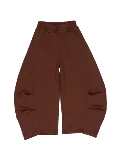 Miss Grant Kids' Pleated Slouchy Track Trousers In Brown