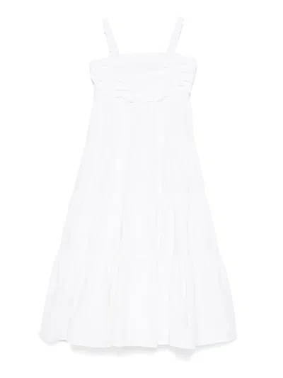 Miss Grant Kids' Poplin Midi Dress In White