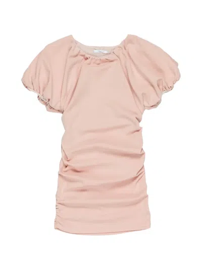 Miss Grant Kids' Puff Sleeve Gathered Dress In Pink