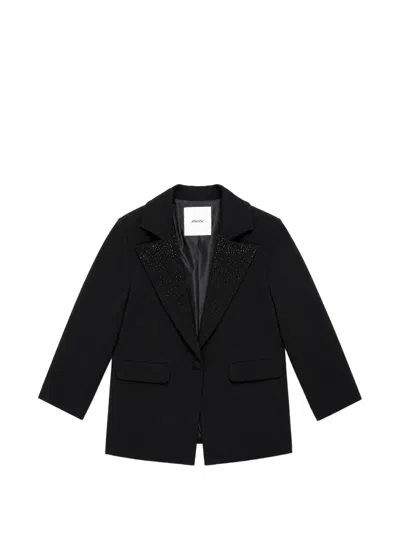 Miss Grant Kids' Rhinestone-embellished Single-breasted Blazer In Black
