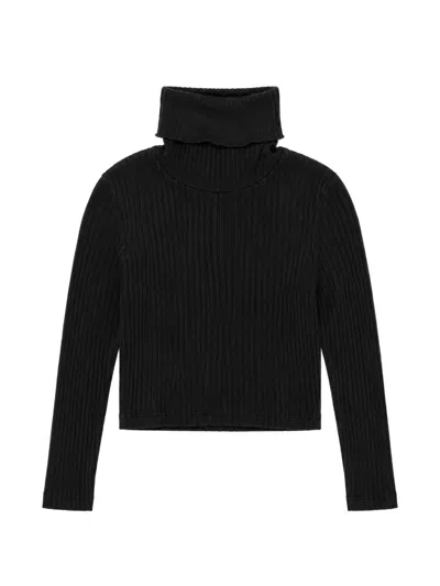 Miss Grant Kids' Ribbed-knit Roll-neck Jumper In Black