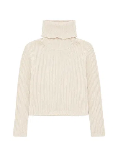 Miss Grant Kids' Roll-neck Ribbed-knit Jumper In Neutrals