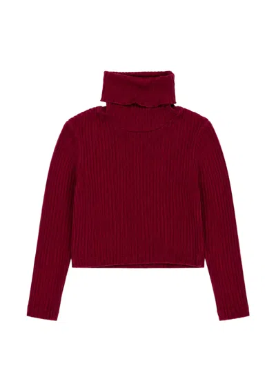 Miss Grant Kids' Roll-neck Ribbed-knit Jumper In Red