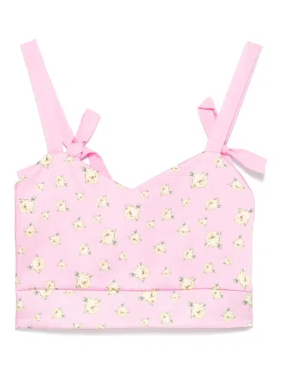 Miss Grant Kids' Rose-print Top In Pink
