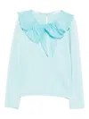 Miss Grant Ruffled-collar Blouse In Blue