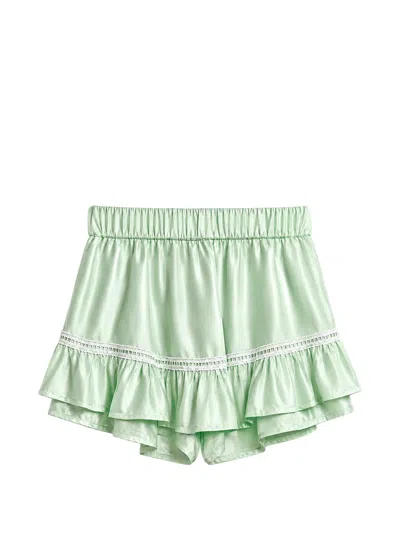 Miss Grant Kids' Ruffled Crochet-trim Shorts In Green