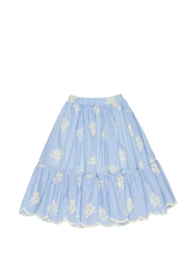 Miss Grant Kids' Ruffled Floral Skirt In Blue