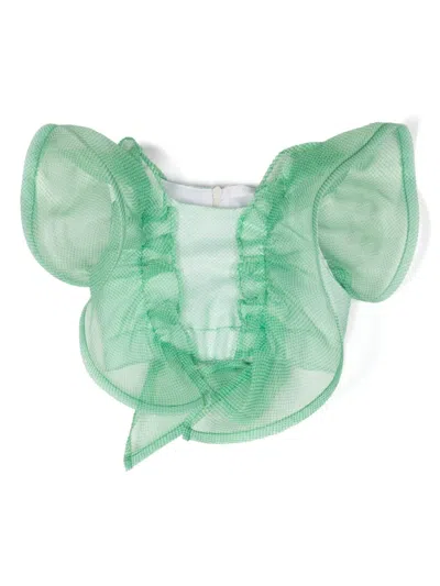 Miss Grant Babies' Ruffled Puppytooth Top In White