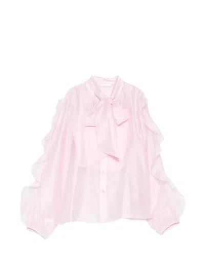 Miss Grant Kids' Ruffled Tie Shirt In Pink