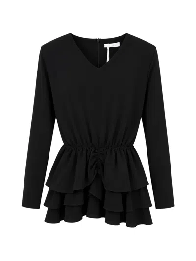 Miss Grant Kids' Ruffled Tiered Dress In Black