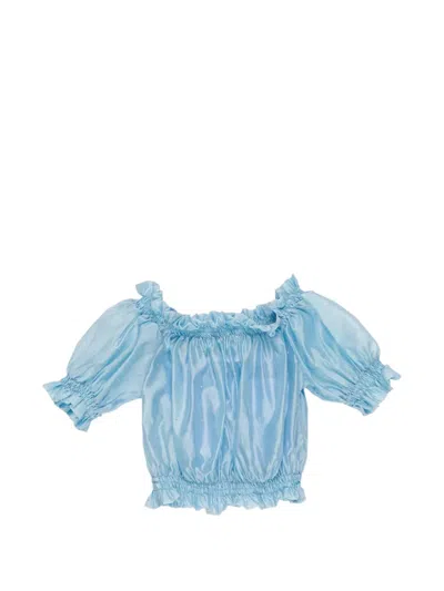 Miss Grant Babies' Ruffled Top In Blue