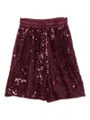 Miss Grant Sequined Drawstring Casual Shorts In Red