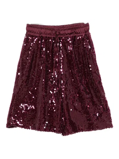 Miss Grant Kids' Sequined Drawstring Casual Shorts In Red