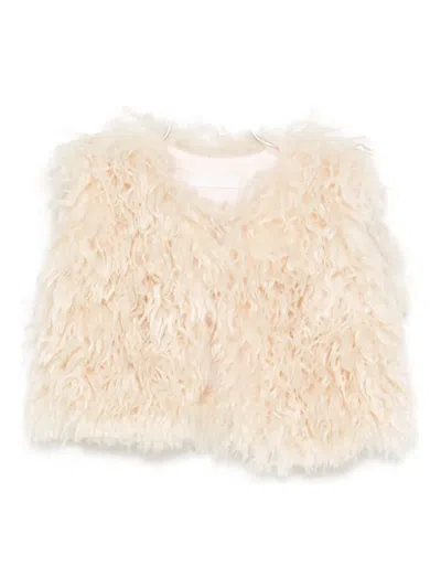 Miss Grant Babies' Shearling Vest In Neutral