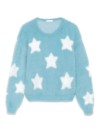 Miss Grant Kids' Star-jacquard Sweater In Light Blue