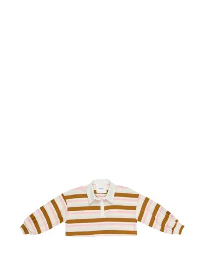 Miss Grant Kids' Striped Crop Top In Brown
