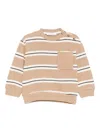 Miss Grant Striped Pocket Crew-neck Sweater In Neutral