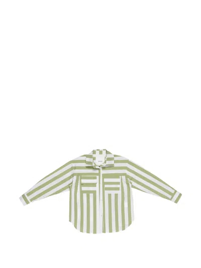 Miss Grant Kids' Striped Pocket Shirt In Green
