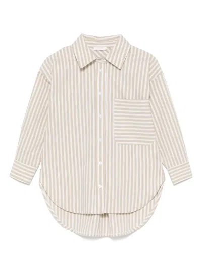 Miss Grant Kids' Striped Shirt In Beige