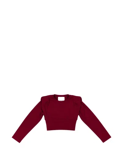 Miss Grant Kids' Structured-shoulder Cropped T-shirt In Red
