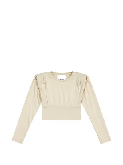 Miss Grant Kids' Structured-shoulder Long-sleeve T-shirt In Neutrals