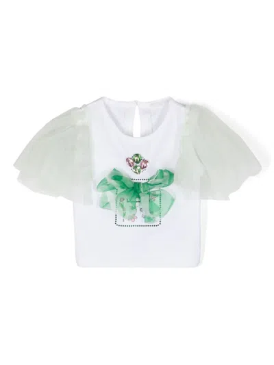 Miss Grant Kids' T-shirt Con Maniche In Tulle In White