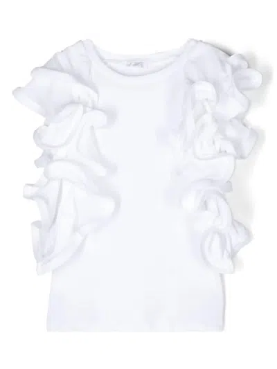Miss Grant Kids' T-shirt Con Ruches In White