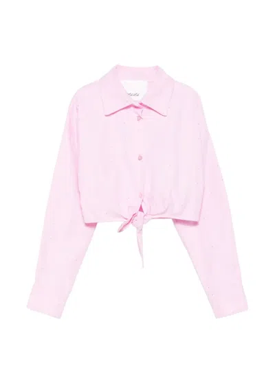 Miss Grant Kids' Tie-front Shirt In Pink