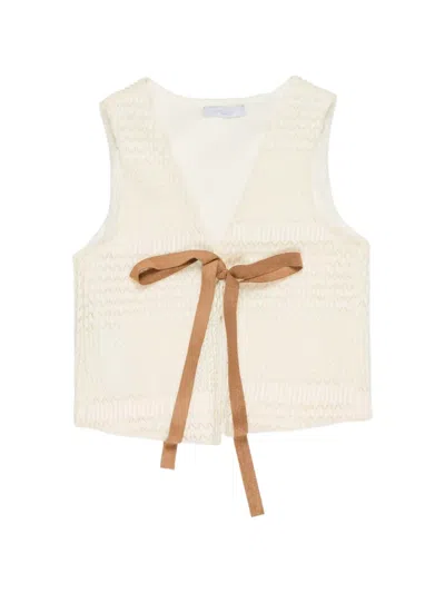 Miss Grant Kids' Tie Sleeveless Top In White