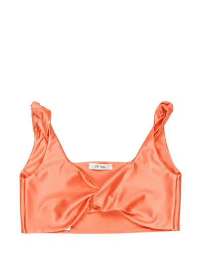 Miss Grant Kids' Twist-detail Crop Top In Orange