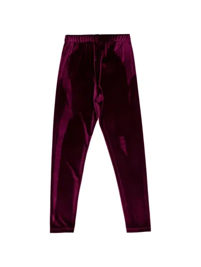 Miss Grant Kids' Velvet Leggings In Red