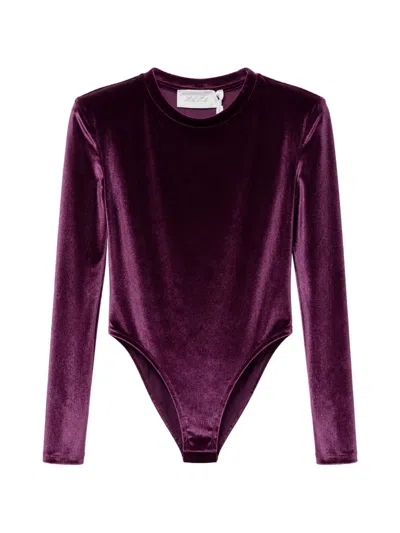 Miss Grant Kids' Velvet Long-sleeve Bodysuit In Red