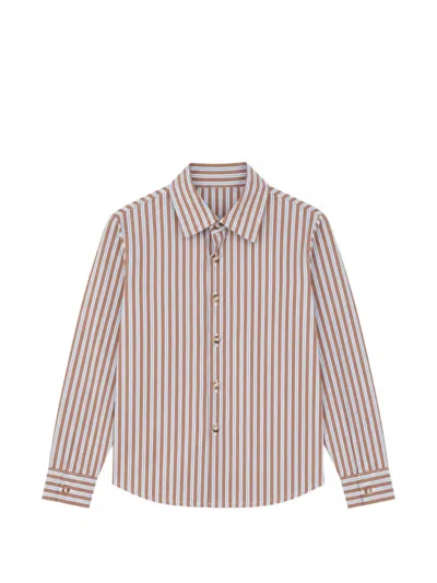 Miss Grant Babies' Vertical-stripe Shirt In 褐色