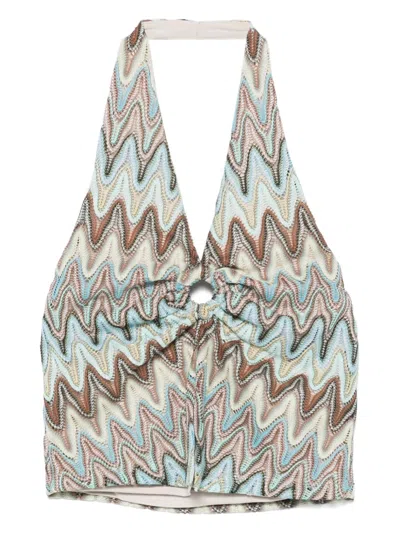 Miss Grant Kids' Waves-pattern Trousers In Blue