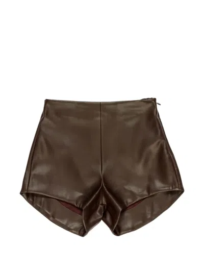 Miss Grant Kids' X Lù-lù High-waisted Side-zip Shorts In Brown