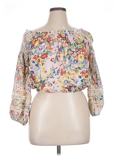 Pre-owned Miss June 3/4 Sleeve Blouse In Ivory