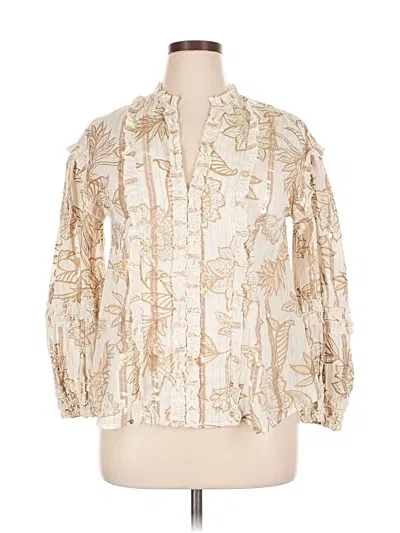 Pre-owned Miss June 3/4 Sleeve Button Down Shirt In White