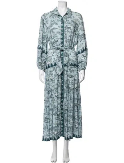 Pre-owned Miss June Animal Print Long Dress In Blue