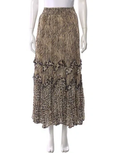 Pre-owned Miss June Animal Print Midi Length Skirt In Neutral