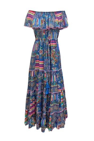 Miss June Ariana Long Dress In Blue