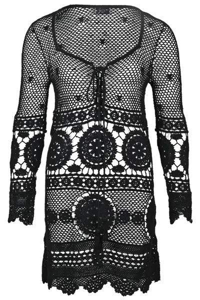 Miss June Black Crochet Beach Cover Up