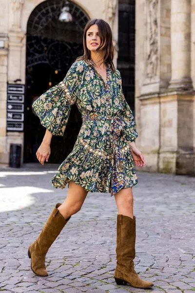 Miss June Brett Dress Green/blue