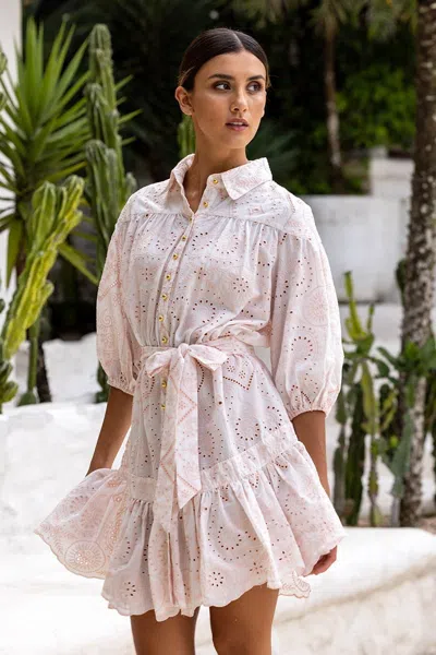 Miss June Broderie Anglaise Dress In Pink
