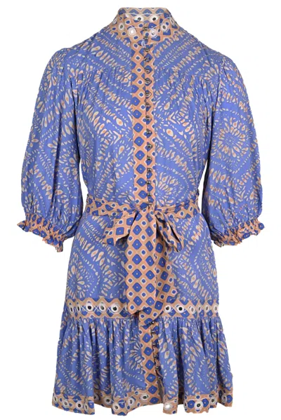 Miss June Carmen Short Dress Purple In Blue