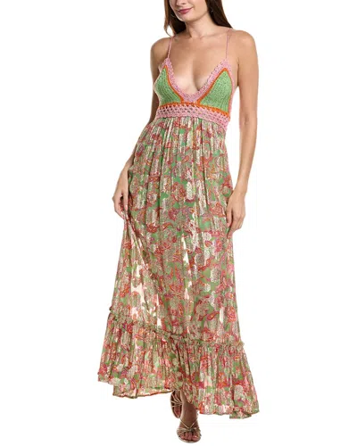 Miss June Crochet Bodice Maxi Dress In Green